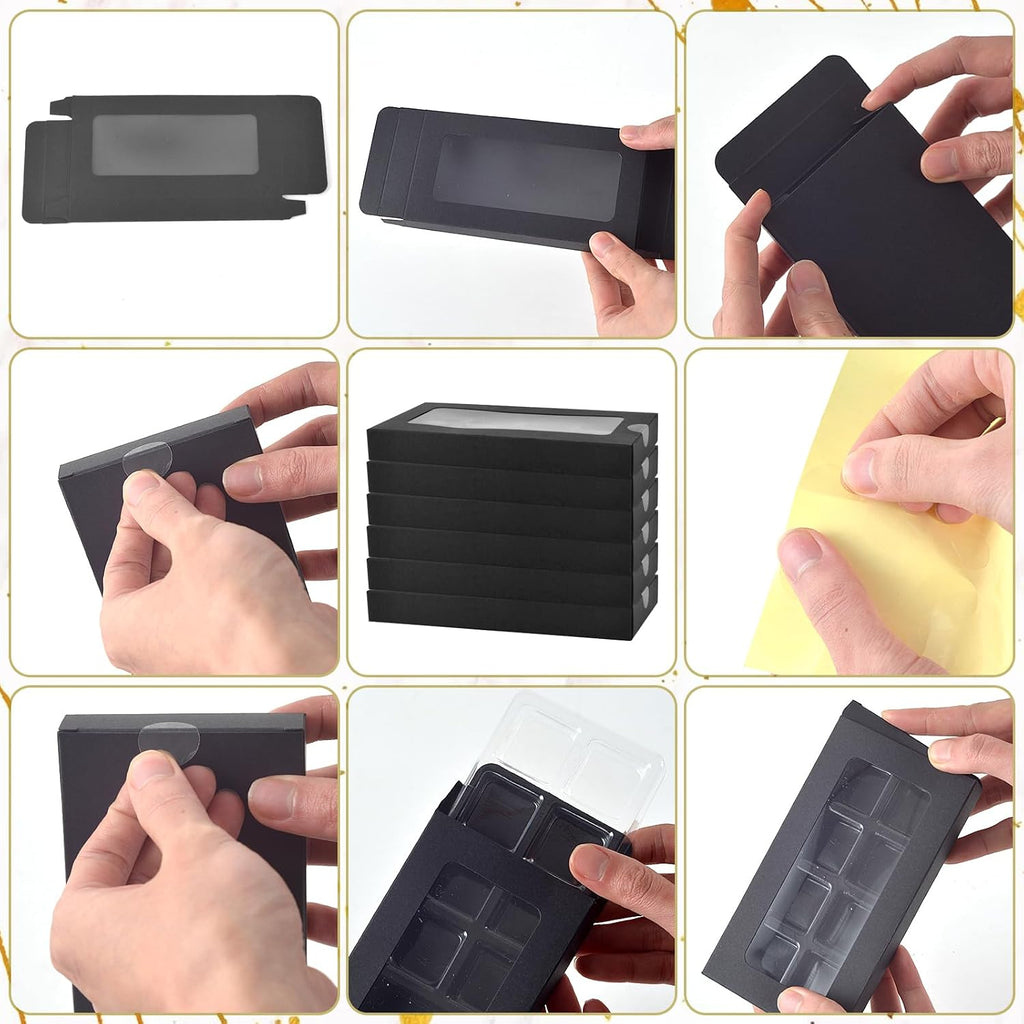 50 Pcs Gift Boxes for Wax Melts Plastic Mold With Box Wax Melt Boxes Crystal Clear Wax Melt Molds Wax Melts