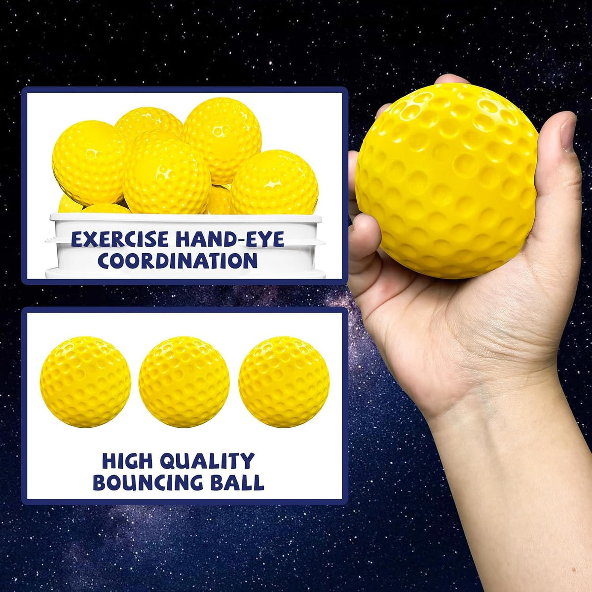Bucket Pitching Machine Baseballs 24/36 Pack - 60 MPH High Bouncy Yellow Dimpled Practice Balls | Lightweight &
