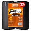 Black Plastic Sheeting 3' x 50', 4 Mil 2 Pack Landscape Weed Barrier Film