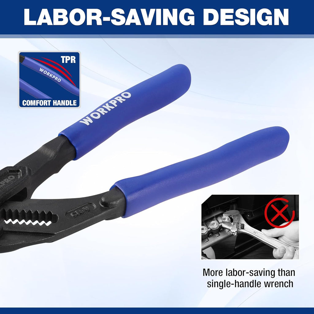 7-Inch Pliers Wrench, CR-V Construction Wrench Pliers, Adjustable Parallel Smooth Jaw Pliers, Black Finish, Groove