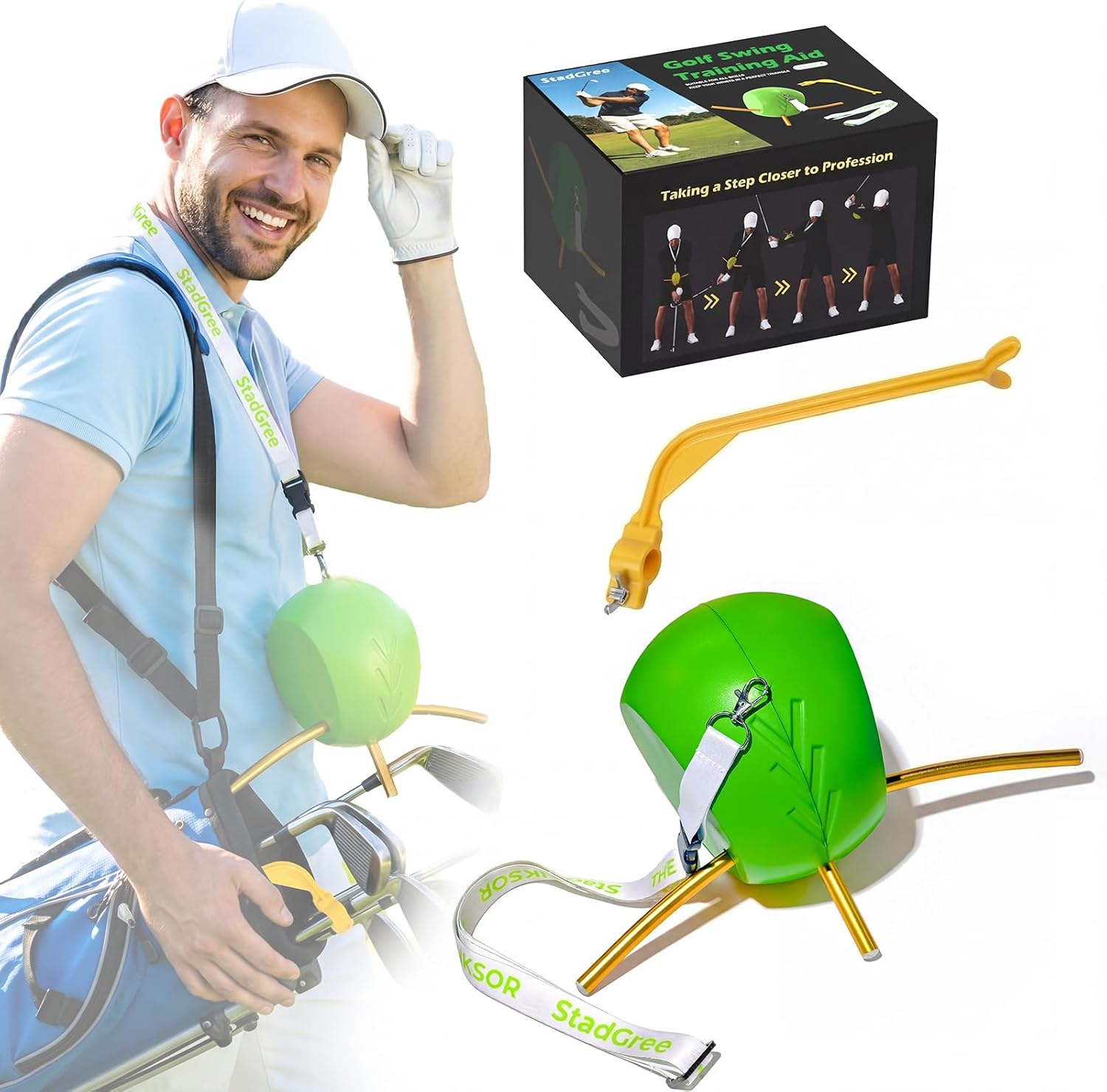 Golf Training Ball, The Connector Golf Training Aids with Lanyard | Upgraded with Wrist Hinge Trainer, Simple