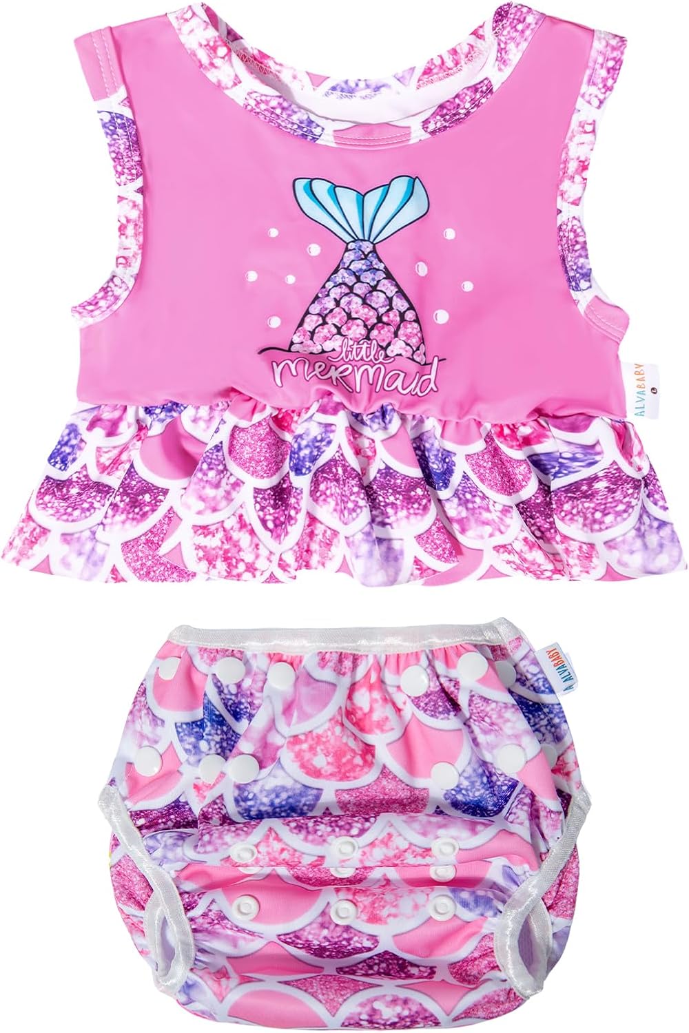 Baby Girls' Bikini Sets Swimwear,Reusable Swim Diaper with Matching Top