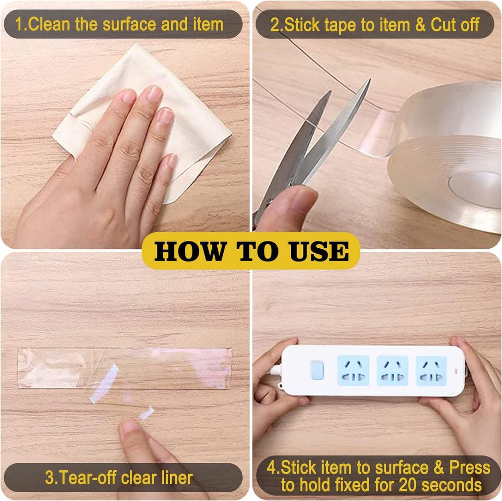 Nano Double Sided Tape Heavy Duty,Strong Sticky Mounting Tape 120IN