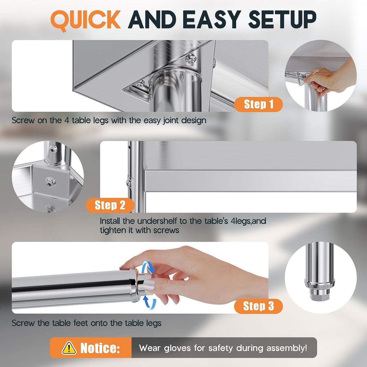 96 x 30-Inch Stainless Steel Prep and Work Table