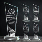 Personalized Crystal Trophy Award - Custom Plaque Award with Text Logo Photo - Employee Recognition Awards and