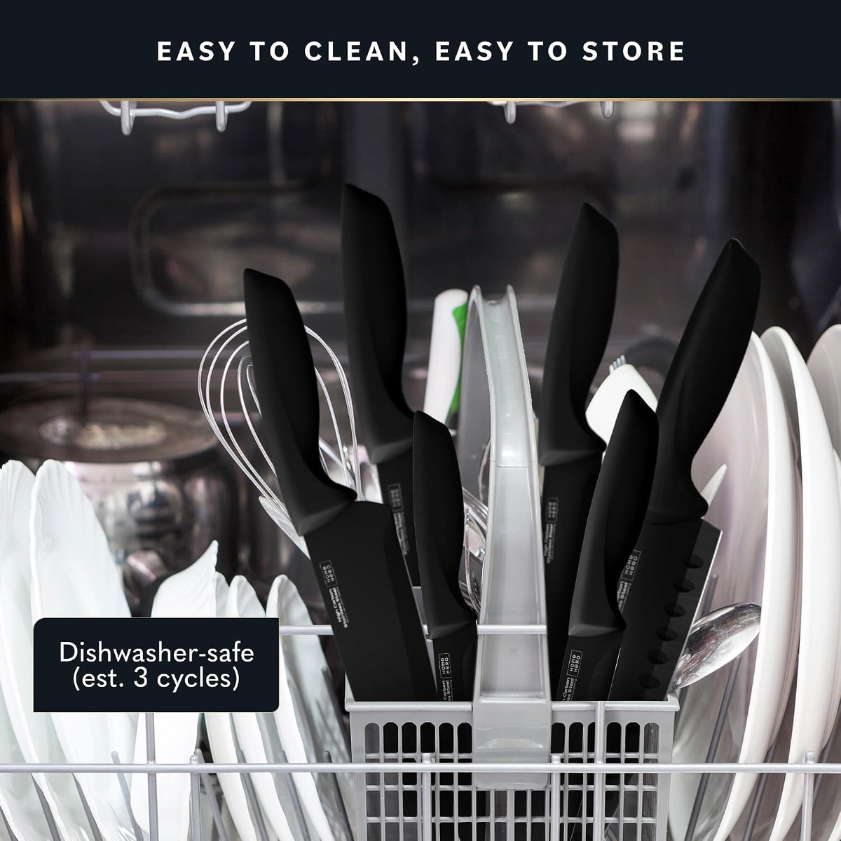 High Carbon Stainless Steel Knife Set - Chef Knife Set Precision Slicing & Versatility - Nonstick Ceramic Coated