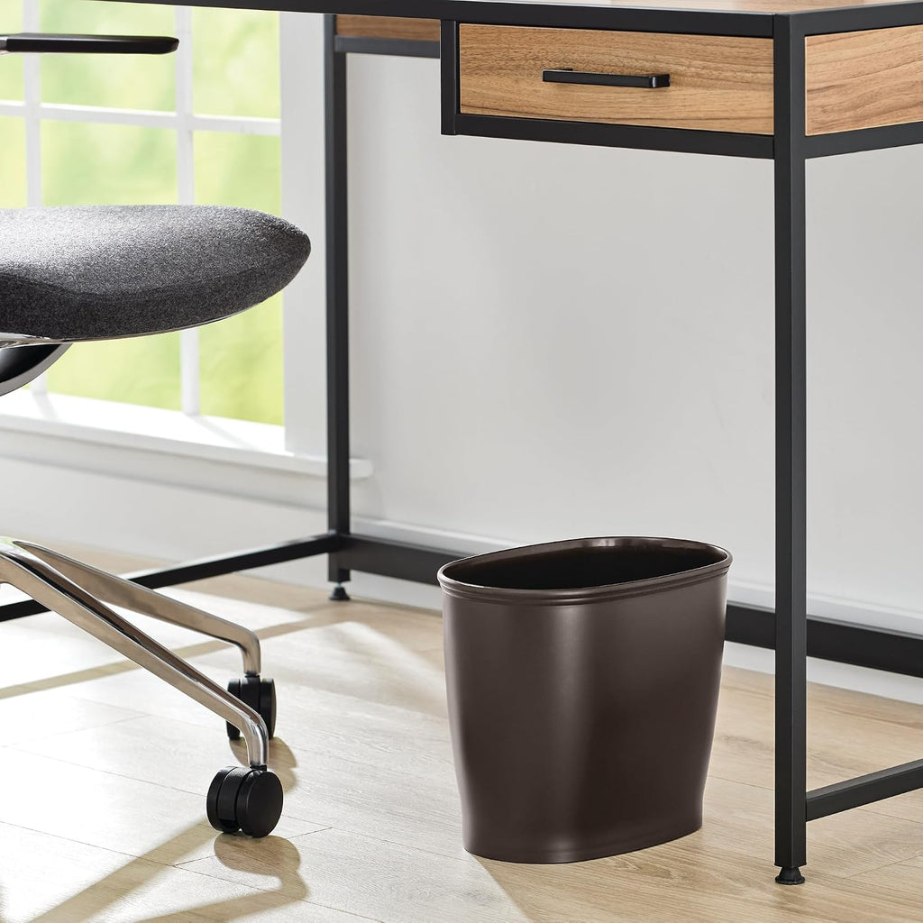 Slim Plastic Bathroom Trash Can, Bronze | Small Garbage Bin