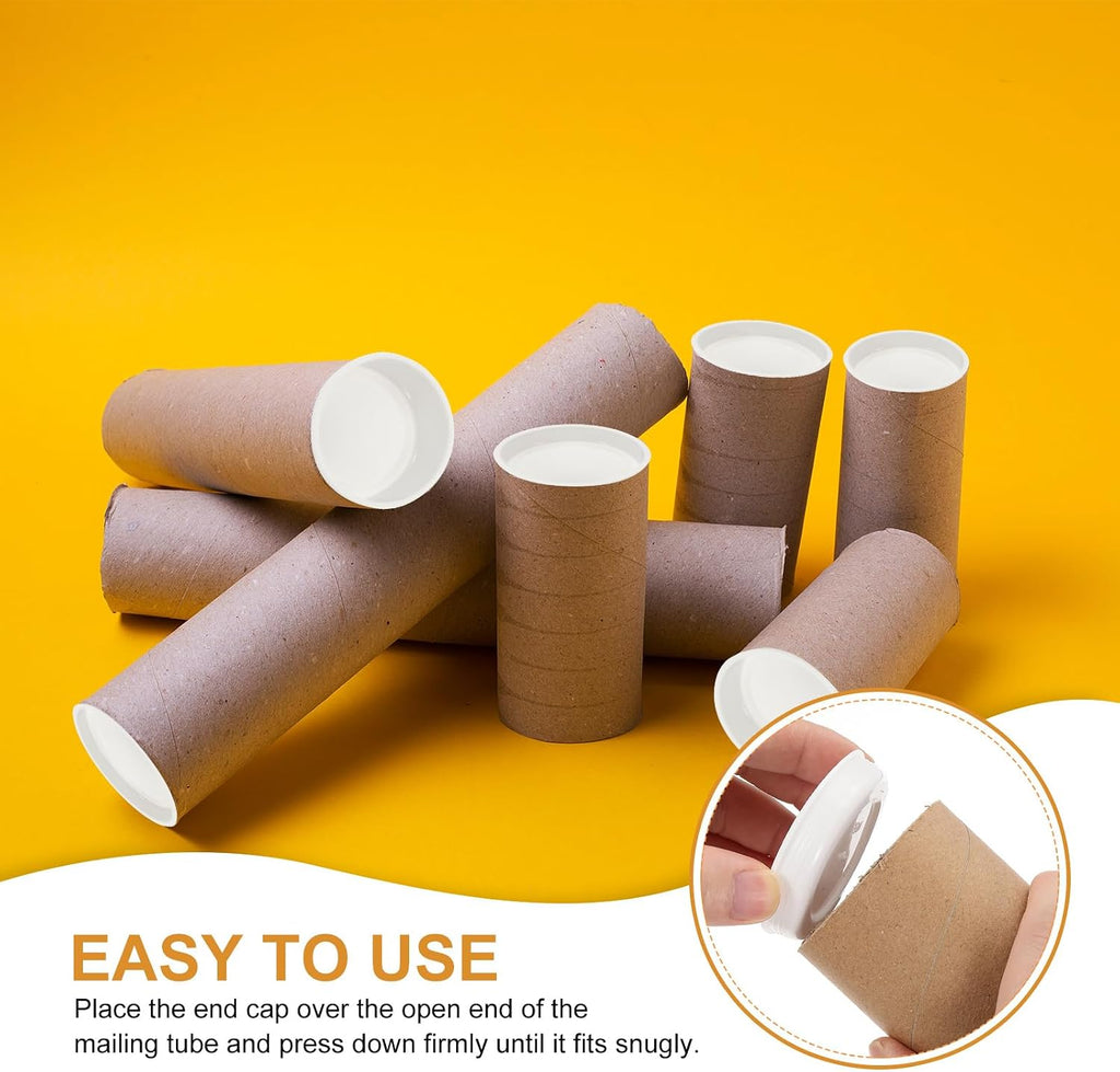 60 Pcs Mailing Tube Plastic End Caps 2" ID PE Round Cardboard Shipping Tube Lids White Protective Poster End Caps for