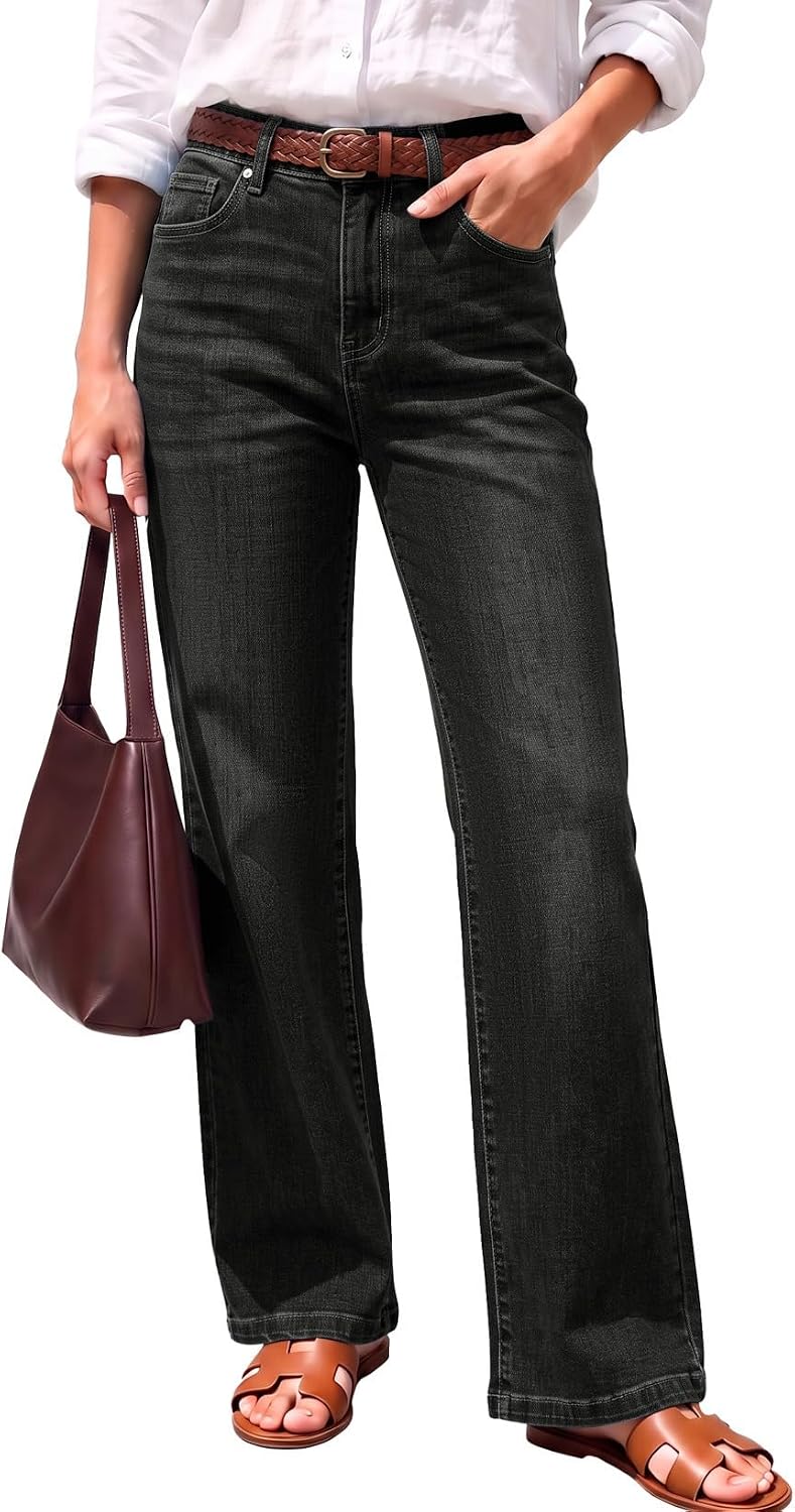 Women's High Waisted Wide Straight Leg Jeans