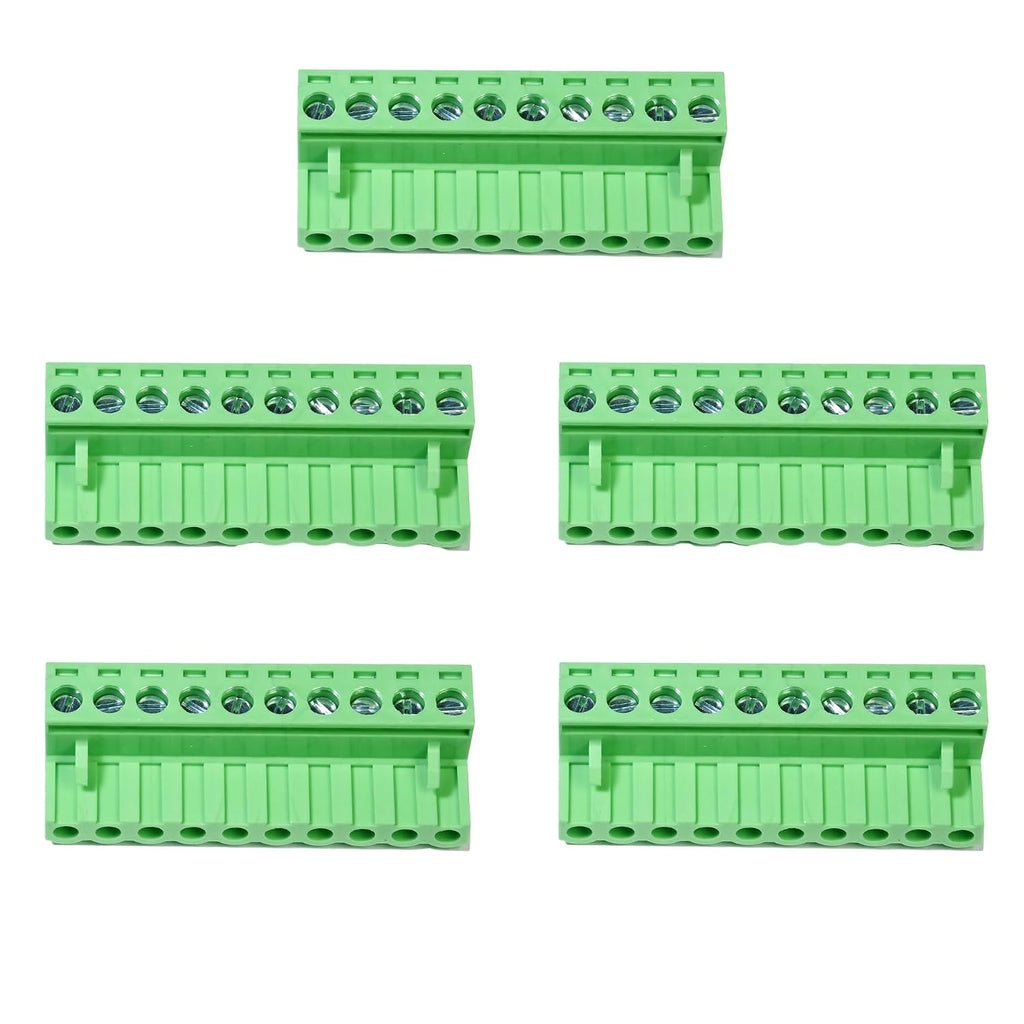 5 PCS 10 Pin 5.08mm Pitch Pluggable PCB Screw Terminal Block Phoenix 10 Pin Male Plug Connector for 24-12AWG