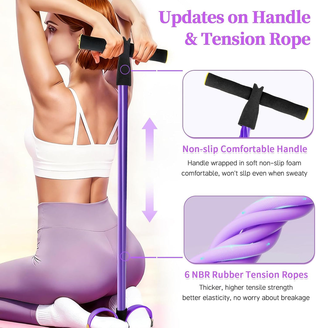 Pedal Resistance Bands with Handles, Upgrade 6-Tubes Elastic Bands for Exercise, Natural Rubber Foot Pedal Resistance