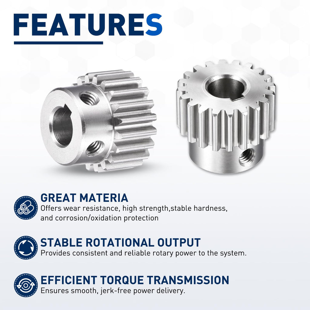 DTGN Spur Gear 1Mod 20 Teeth 10mm Thickness 8mm Bore 3x1.4mm Keyway