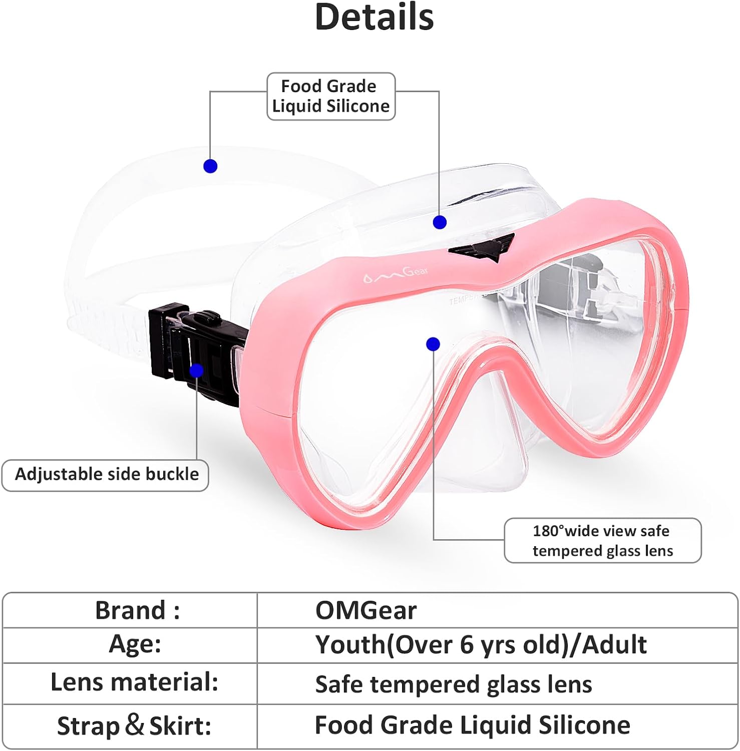 Diving Mask Snorkeling Gear Kids Adult Snorkel Mask Dive Goggles Silicone Swim Glasses with Nose Cover for Scuba Free