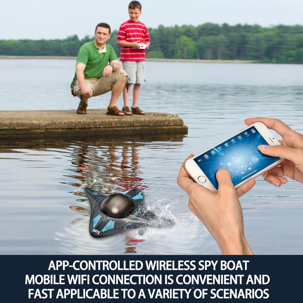 Mini RC Boat 6CH Waterproof WiFi Remote Control Camera Boat for Pools & Lakes Real-Time Shoot Outdoor Children Toys