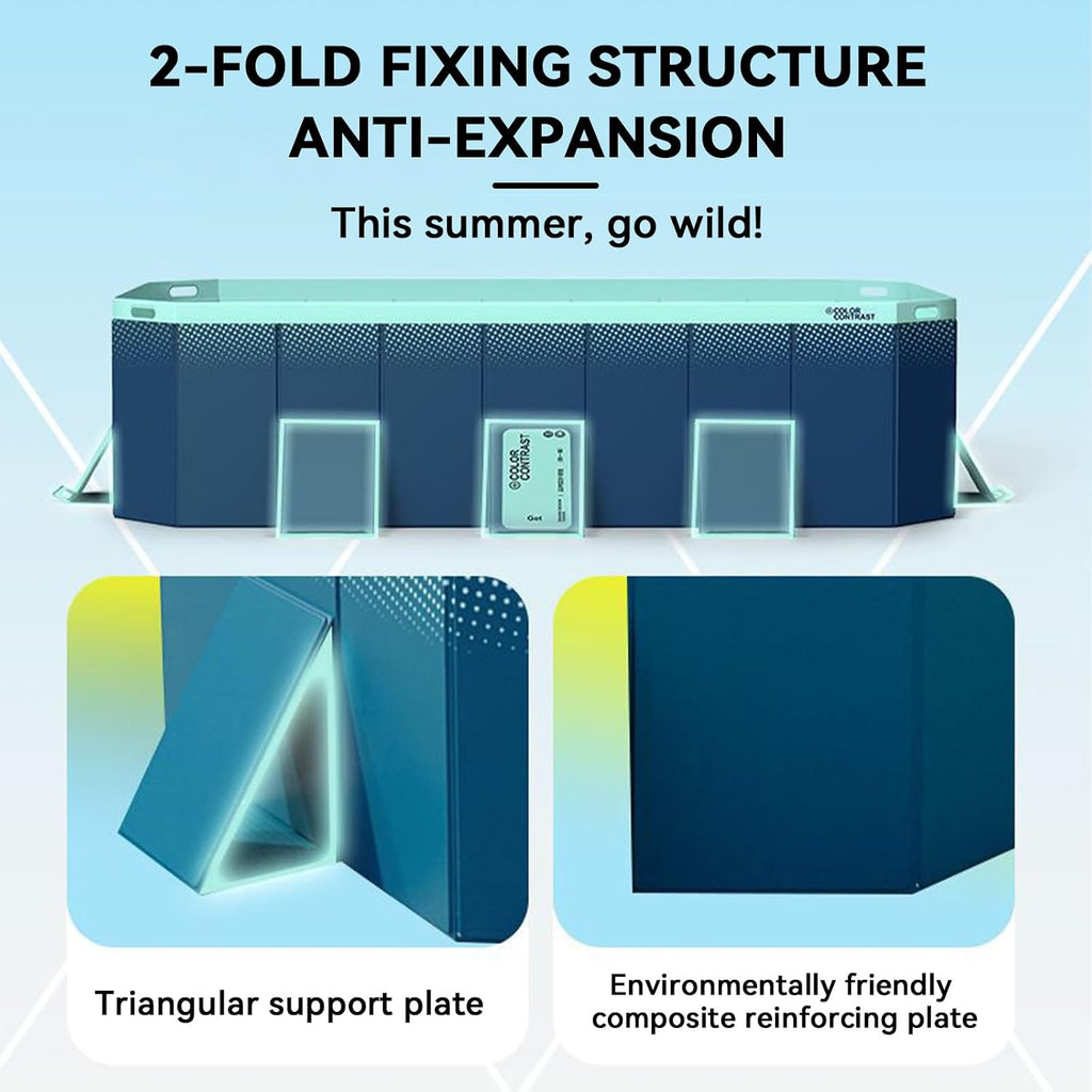 Foldable Swimming Pool, Rectangular Above Ground Swimming Pool for Outdoor Family Square Pool with Drain Plug and