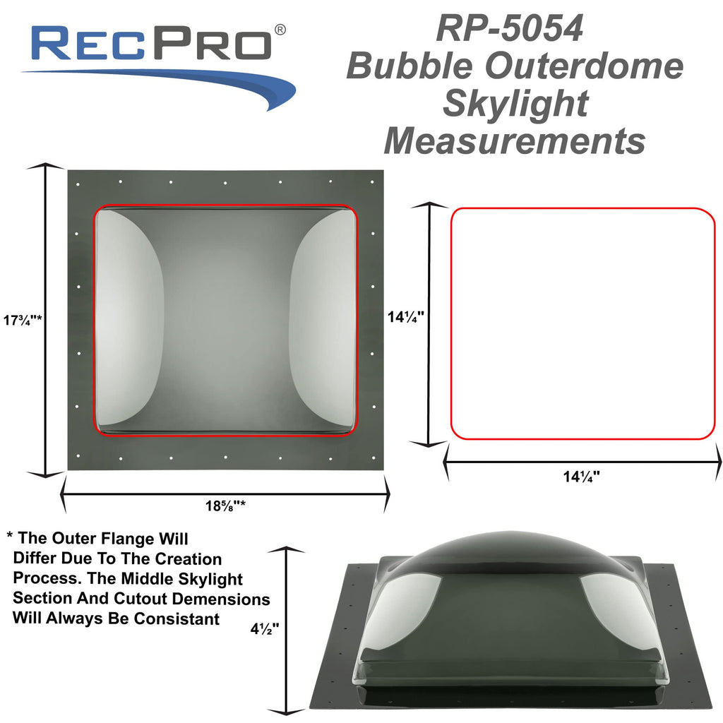 RV Skylight Outer Dome | 14" x 14" Universal Outer Skylight (White)