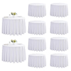 10-Pack Round 108-inch White Table Cloths, Solid Stain and Wrinkle Resistant Circular Tablecloth, Premium Plain Weave