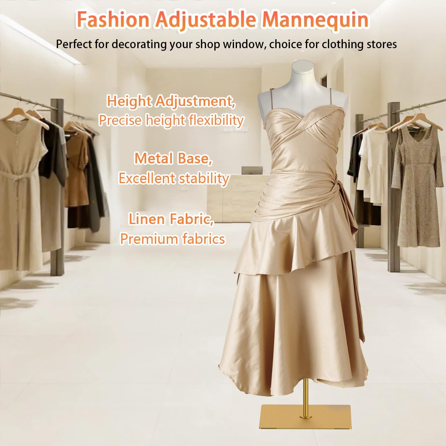 Female Mannequin Torso Sewing: Adjustable Height from 47.2 to 74.8 Inch Female Dress Form for Sewing and Clothing