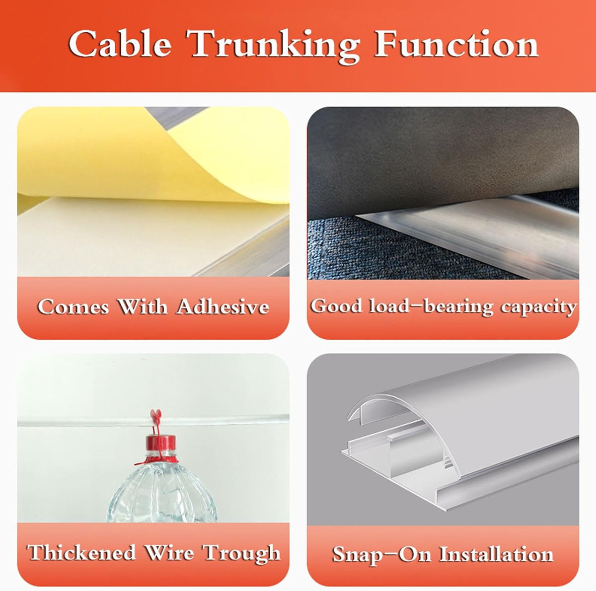 Detive Cable Management Solution, Half Round Wire Hider & Speaker TV Cable Organizer, Open Wire Duct for Home Office, Neat Electrical Cord Concealer, 4-Pack