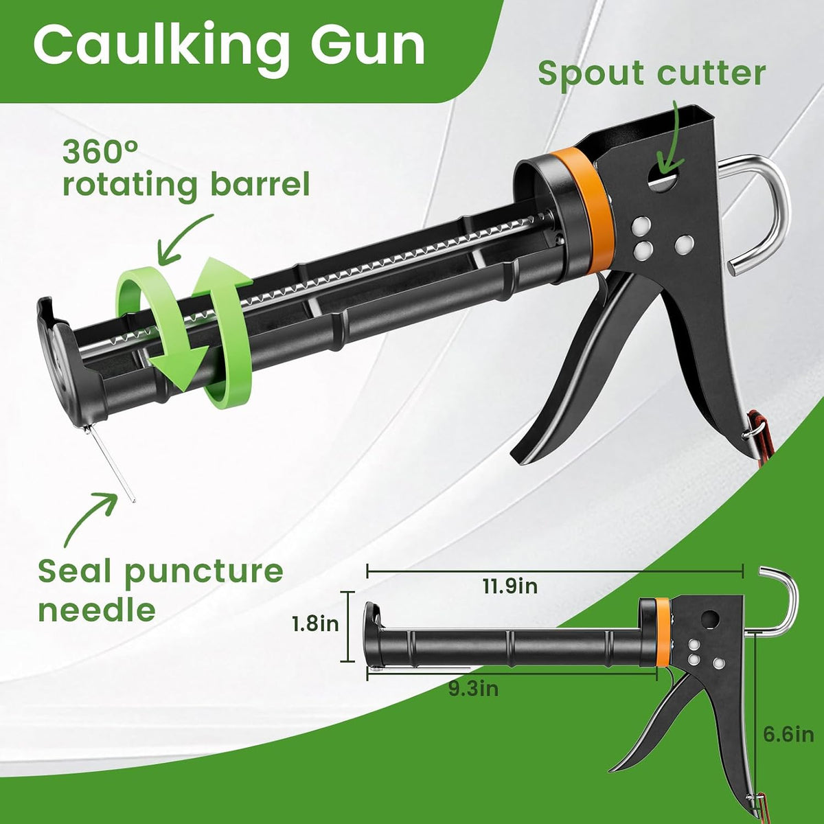 Professional Caulk Gun Kit with Caulk Remover Tool & Putty Knife - 5 in 1 Caulking Tool Set for Caulking Removal