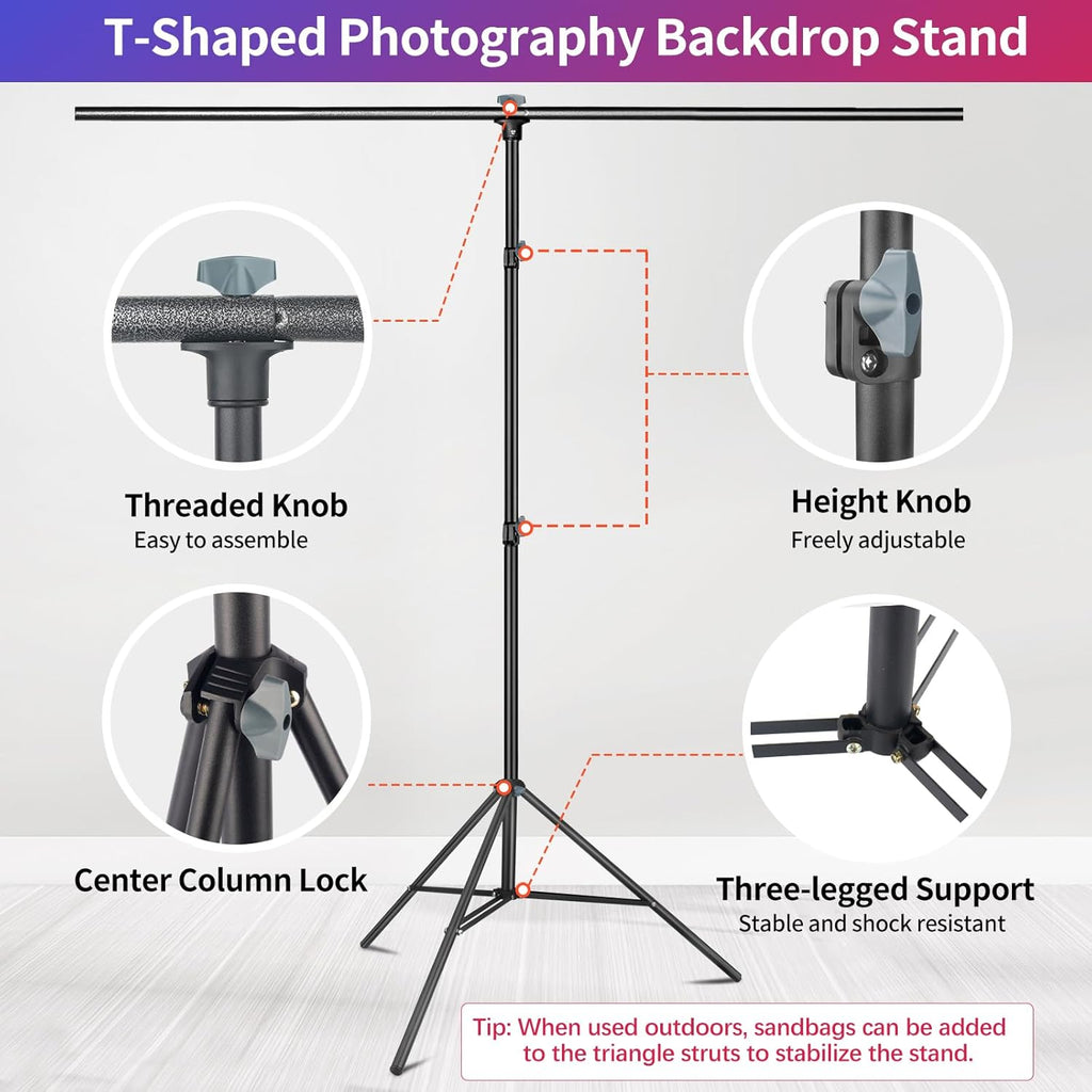 Green Screen Backdrop Stand Kit, 5x6.5FT Portable Greenscreen | Adjustable, carrying bag & 5 clamps, chromakey