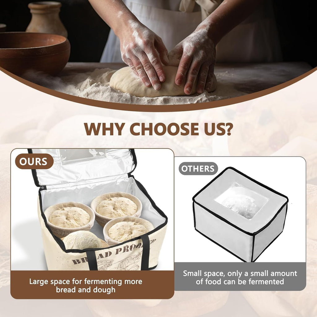 Bread Proofing Box,Folding Dough Proofing Warming Box with 50-113℉ Temp Control & 12h Timer, Proofer Oven for