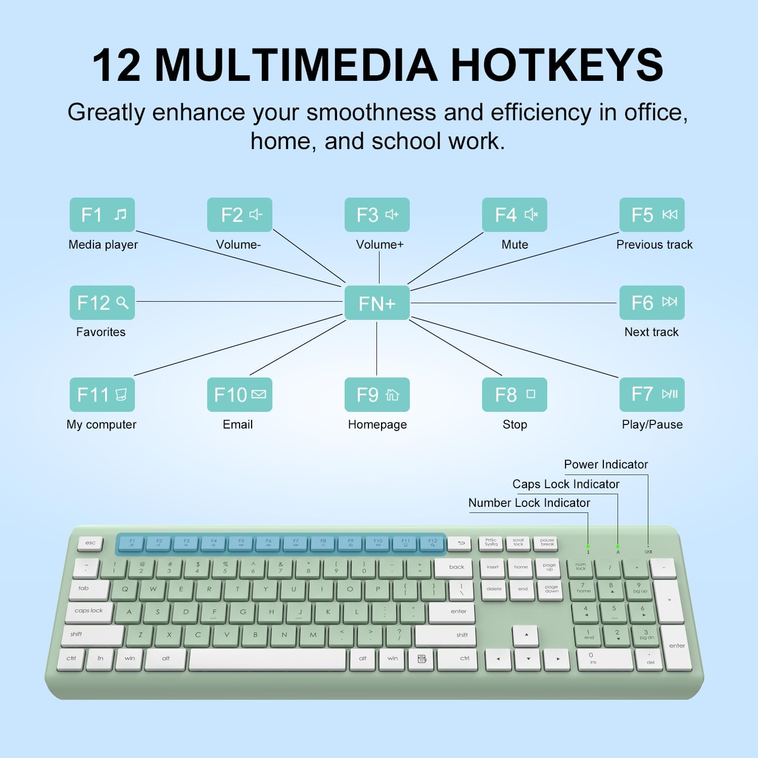 Wireless Keyboard and Mouse Combo, Full-Size Silent Ergonomic Keyboard and Optical Mouse, Long Battery Life, 2.4G