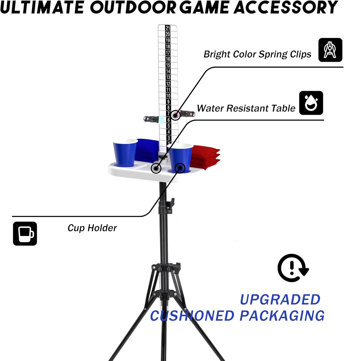 Cornhole Scoreboard 2 Sets Cornhole Score Keeper with Drink Holder Corn Hole Game Accessories for Outside, Yard Game