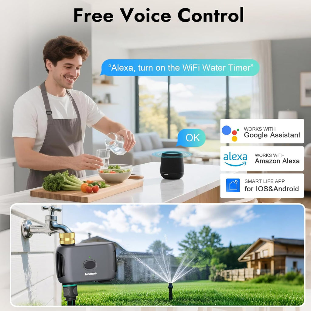 WiFi Water Timer for Garden Hose, Smart Sprinkler Timer, APP Remote Control WiFi Hose Timers, Voice Control with