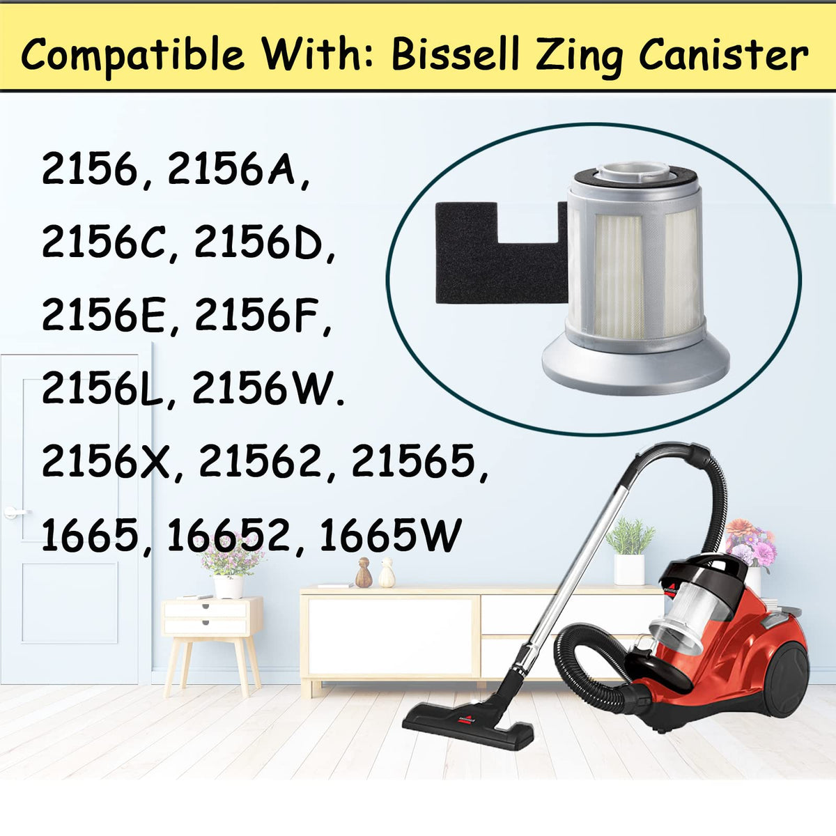 Moreffi 2-Pack HEPA Filter Kit for Bissell Zing Canister Vacuum