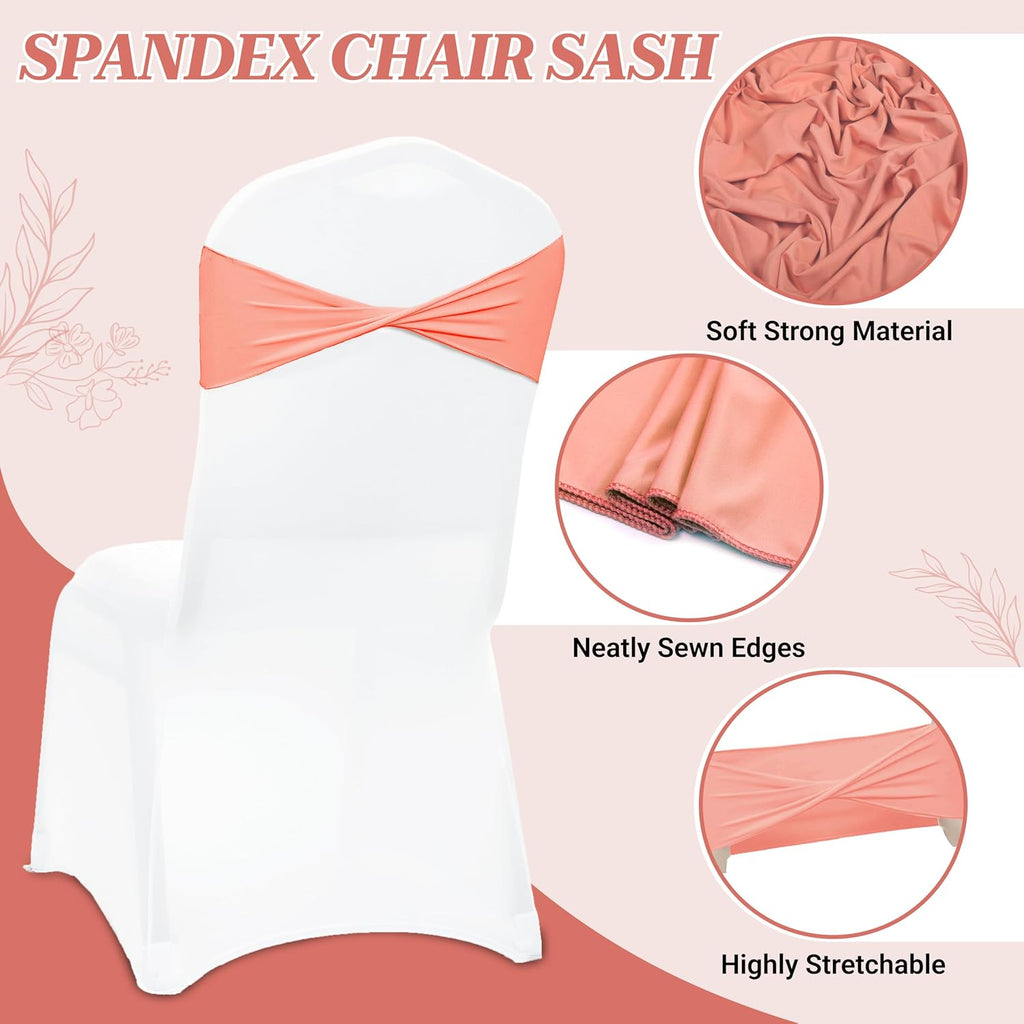 Pack of 25 Spandex Chair Sashes Without Slider Buckles – Peach