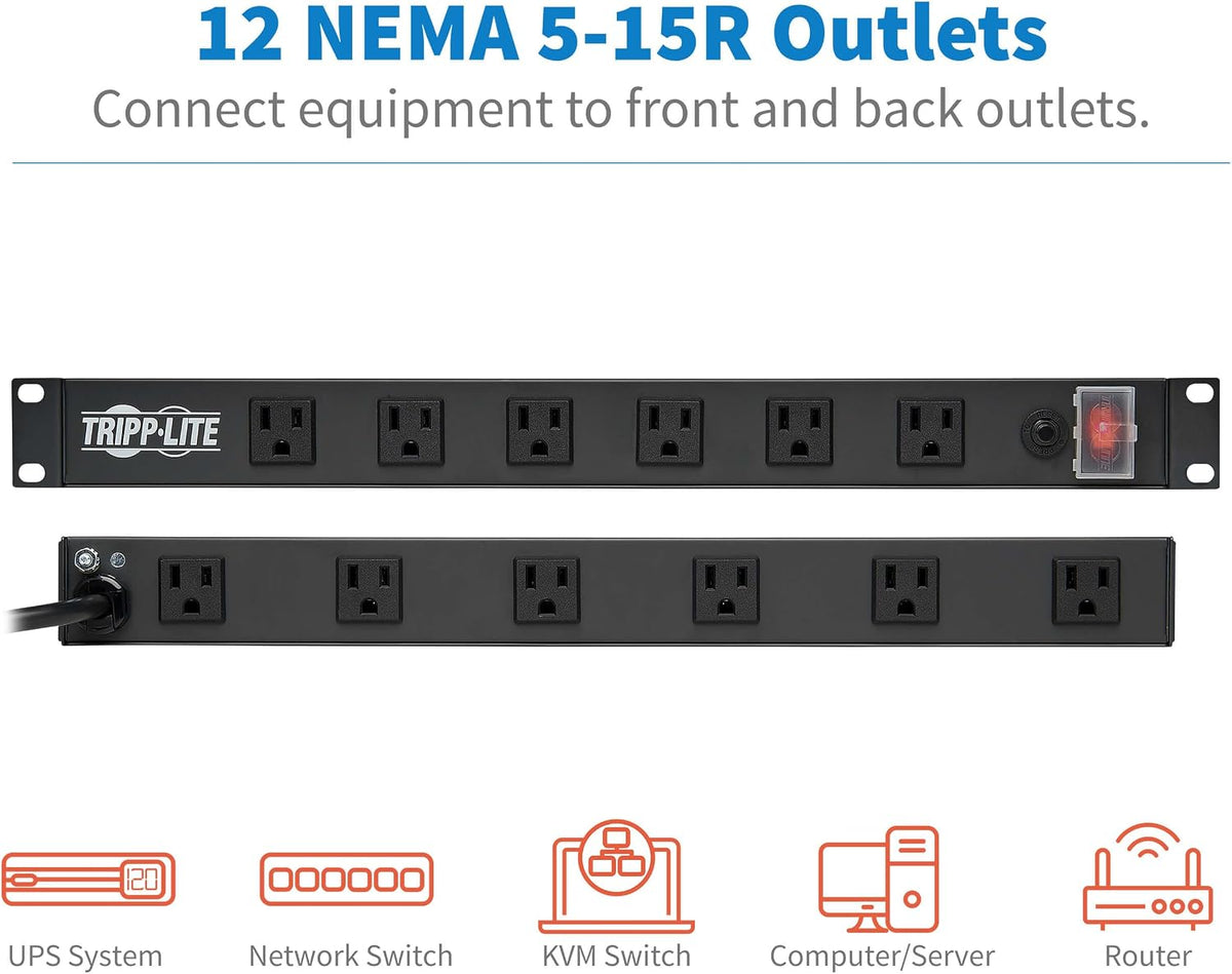 Eaton Tripp Lite RS1215-RA Heavy Duty Metal 1U Rack Mount Power Strips