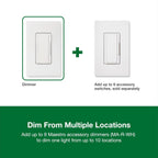 Lutron Maestro LED+ Dimmer Switch, Tap Dimmer, Single Pole/3-way