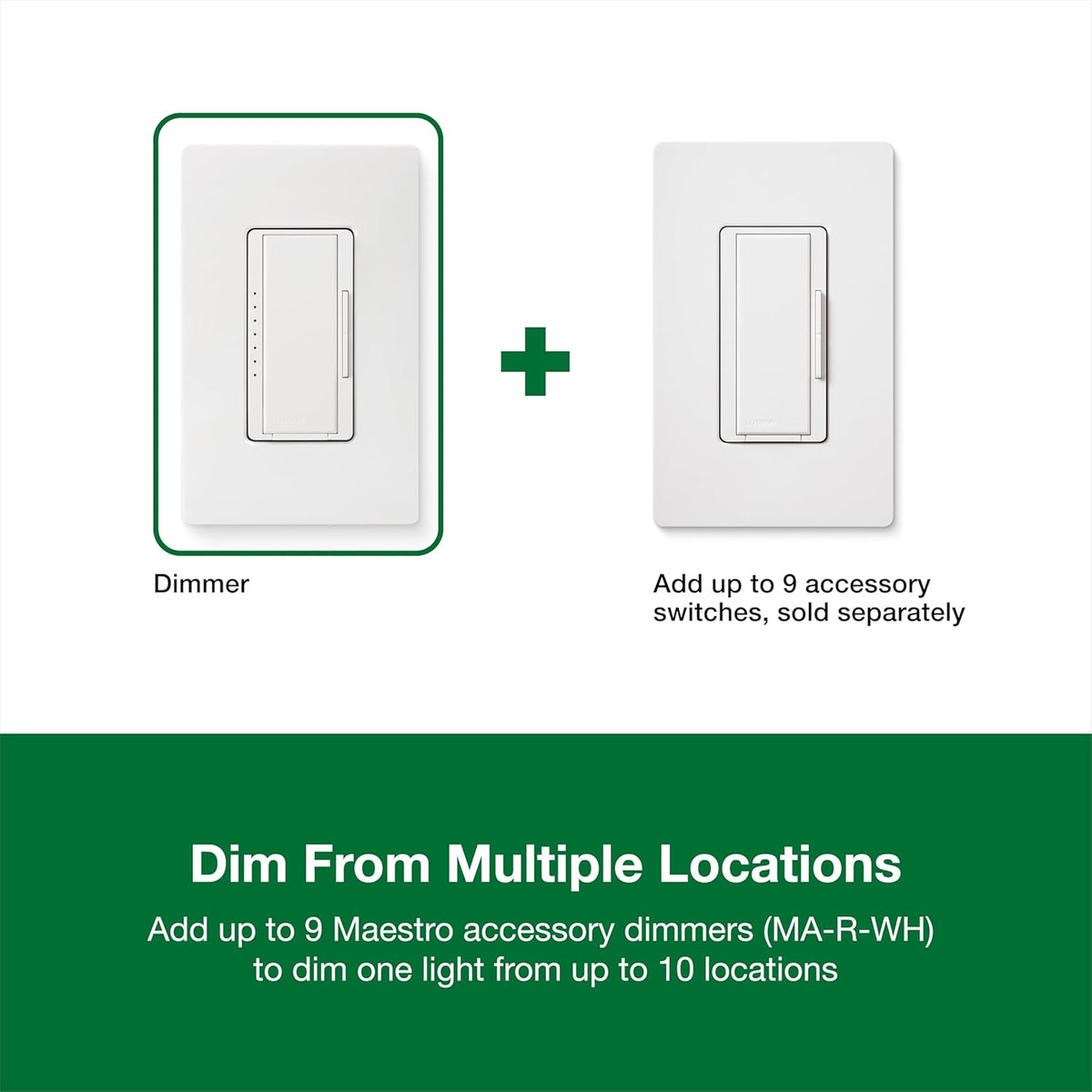 Lutron Maestro LED+ Dimmer Switch, Tap Dimmer, Single Pole/3-way
