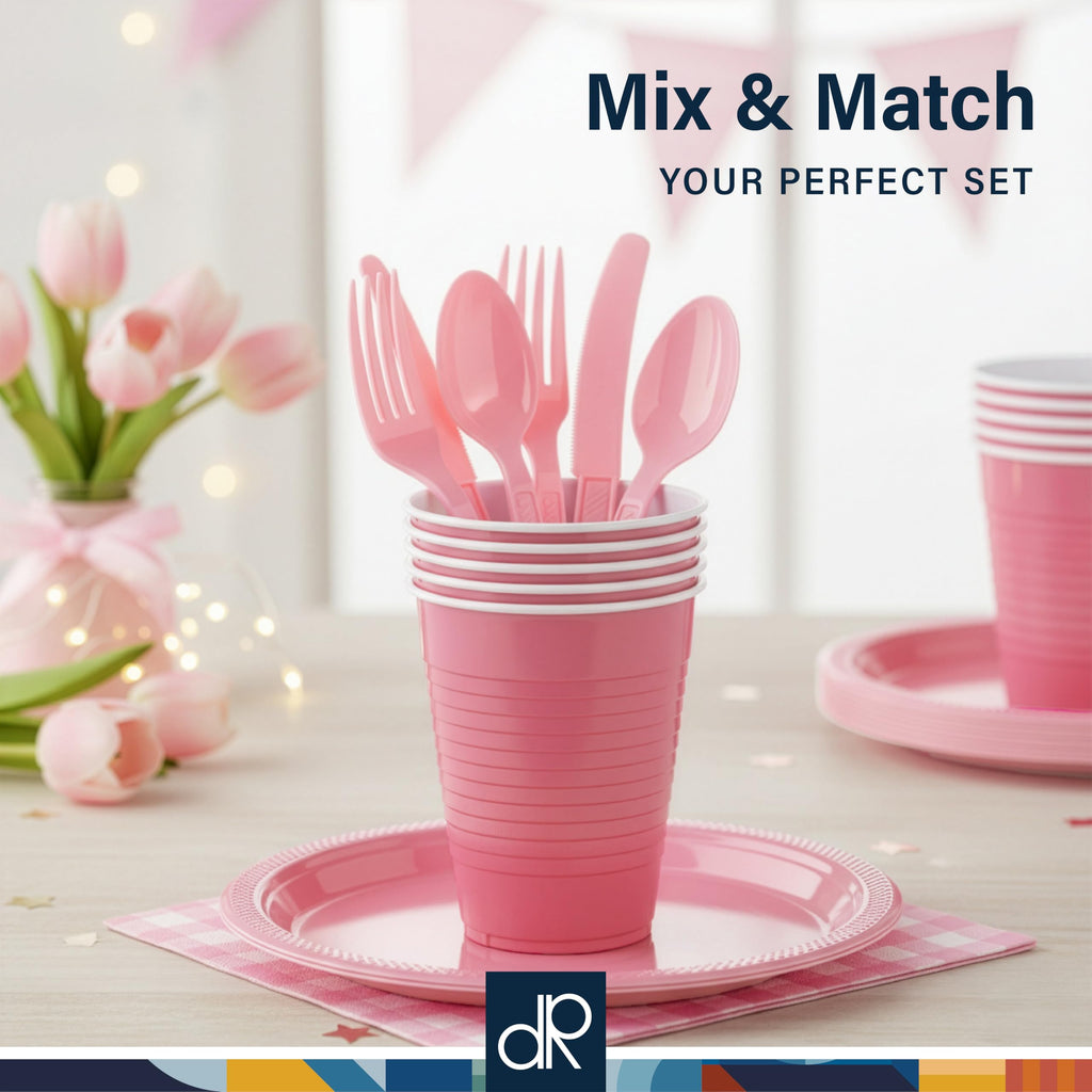 Light Pink Plastic Cups, 12 oz Disposable Cups, Reusable Party Supplies (40 Count)
