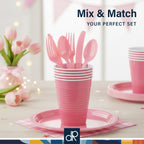 Light Pink Plastic Cups, 12 oz Disposable Cups, Reusable Party Supplies (40 Count)