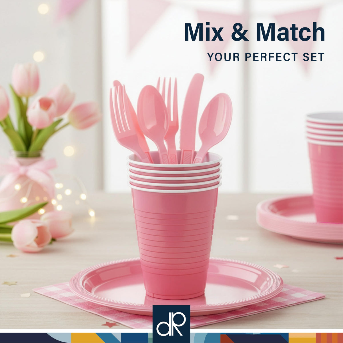 Light Pink Plastic Cups, 12 oz Disposable Cups, Reusable Party Supplies (40 Count)