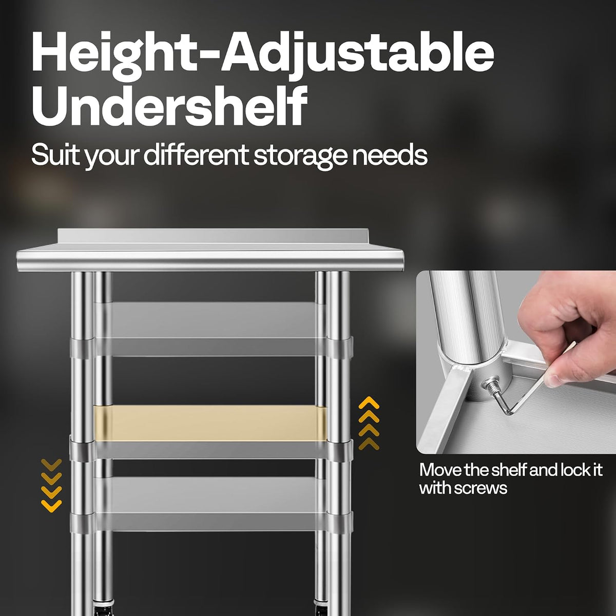 24 x 18 Inch Stainless Steel Work Table with Backsplash and Wheels
