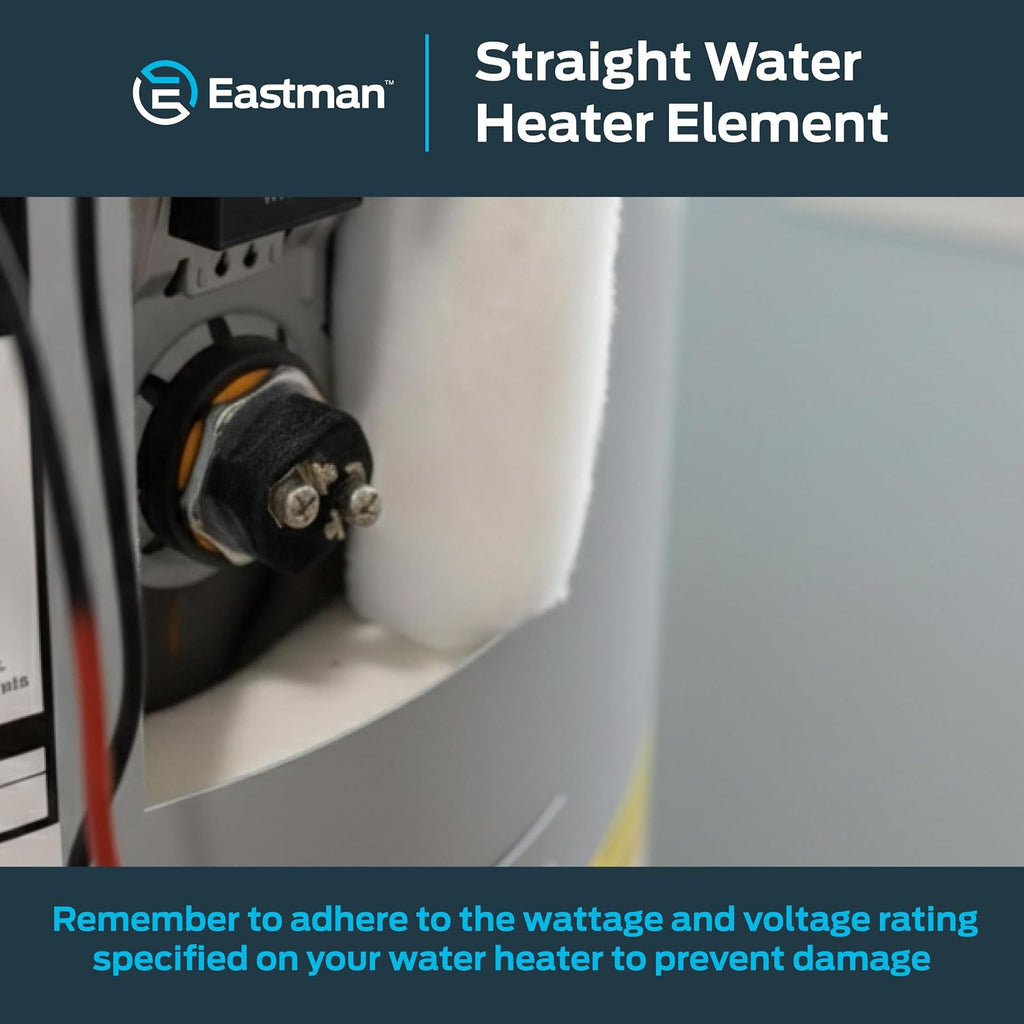 Eastman 120V x 2000W Straight Electric Water Heater Element High Watt Density, Hot Water Heating Element with Copper Sheath, Screw Mount & Gasket, 60124N