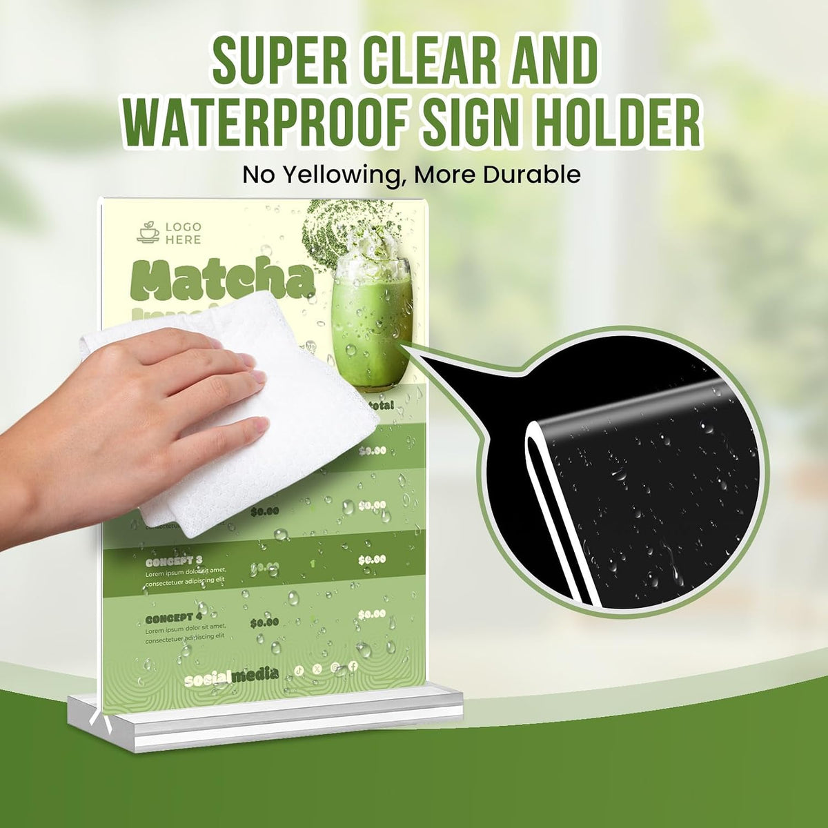 Acrylic Sign Holder 5x7, 25 Pack Clear Double Sided Table Menu Vertical Display, Plastic Flyer Display Stand, Paper