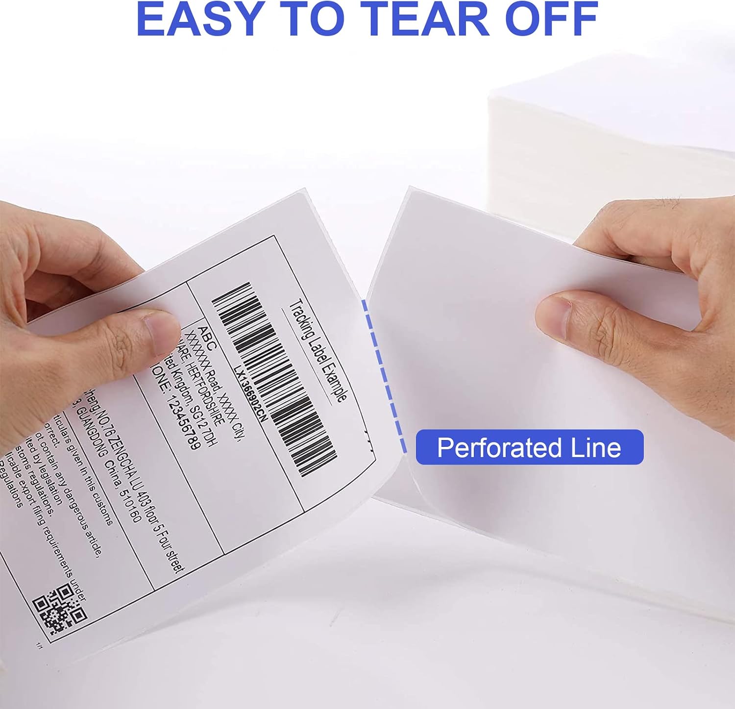 4" x 6" Fanfold Direct Thermal Labels - White Shipping Mailing Postage Labels, Perforated, Permanent Adhesive (4