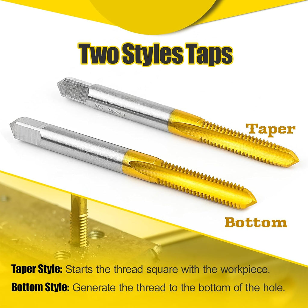 2Pcs M5 x 0.8 Thread Tap Set for Metal,Taper and Bottom Threading Hand Tap