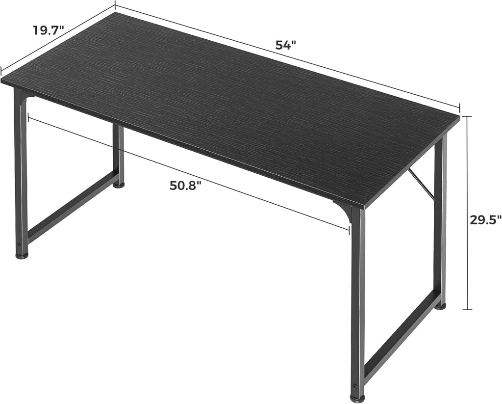 Computer Desk, 55 Inch Home Office Desk, Gaming Writing Work from Home Study Desk, Large Legroom, Sturdy Metal Frame