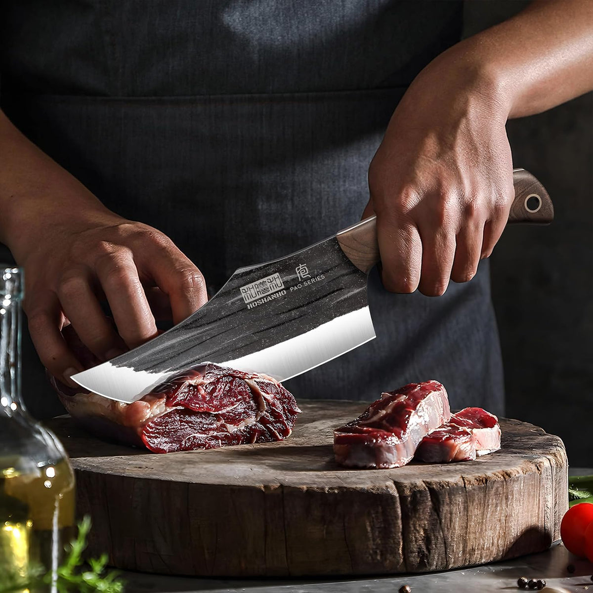 8PCS Butcher Kitchen Knife Set, Sharp Magnetic Knife Block Set
