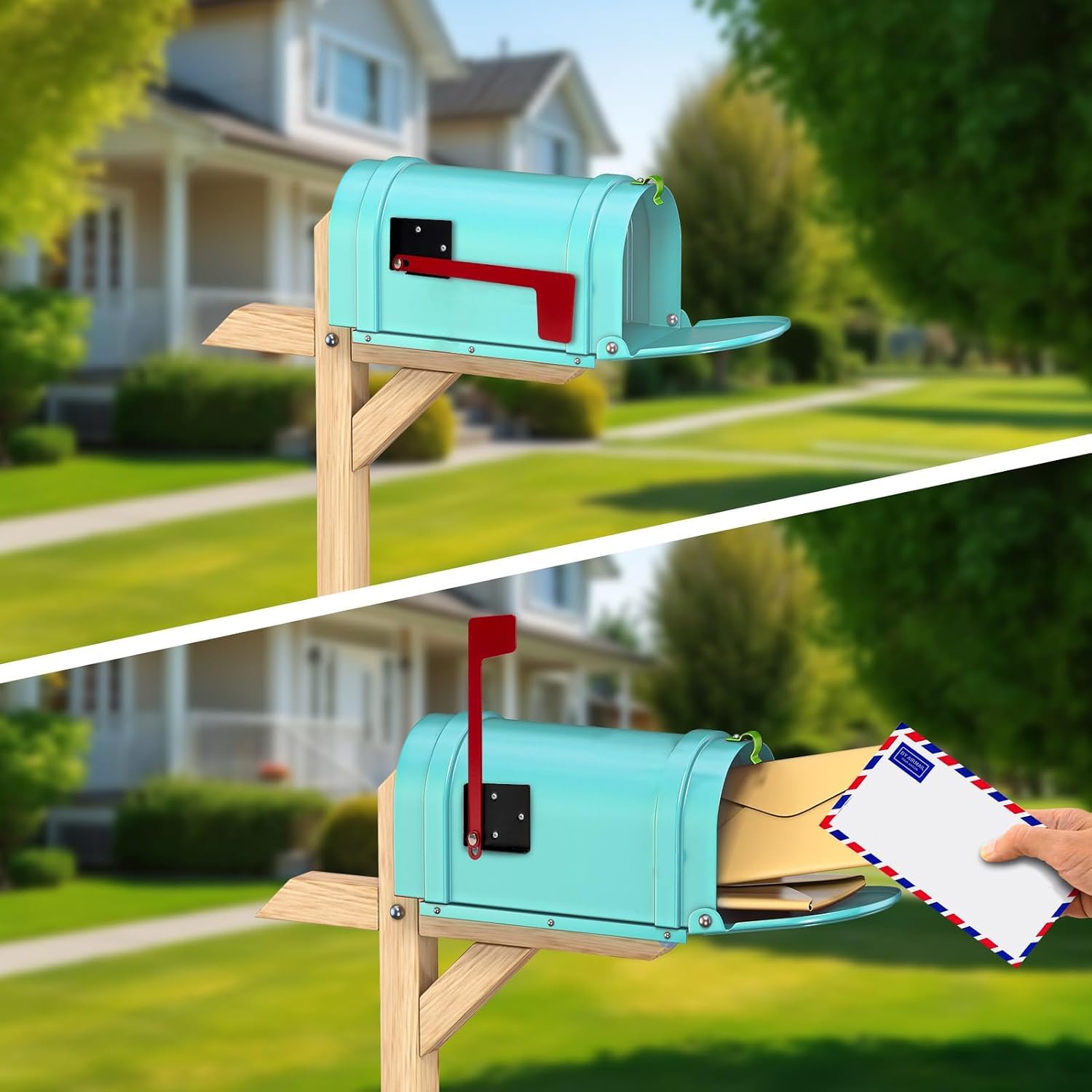 Mailbox Flag Replacement Kit, Galvanized Steel Flag for Mailbox, Mailboxes Accessories, Two-Way Installation Methods
