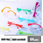 64 Pair Safety Glasses Bulk Clear Anti Fog Scratch Protect Eyewear Goggle