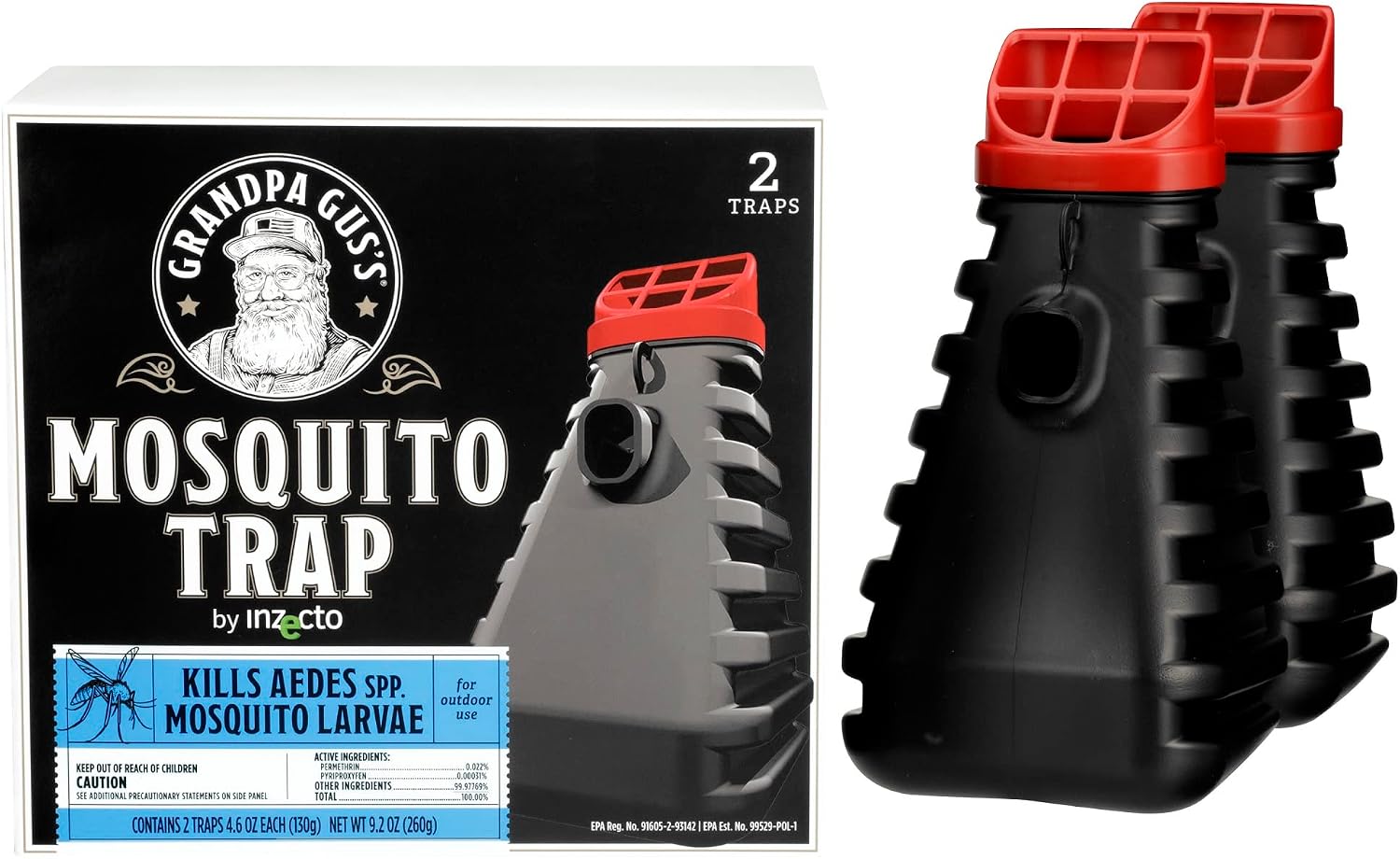 Mosquito Trap and Outdoor Bug Killer for Outdoors, 2 Pack | Water-Activated Larvae Control for Home Backyard, Patio &