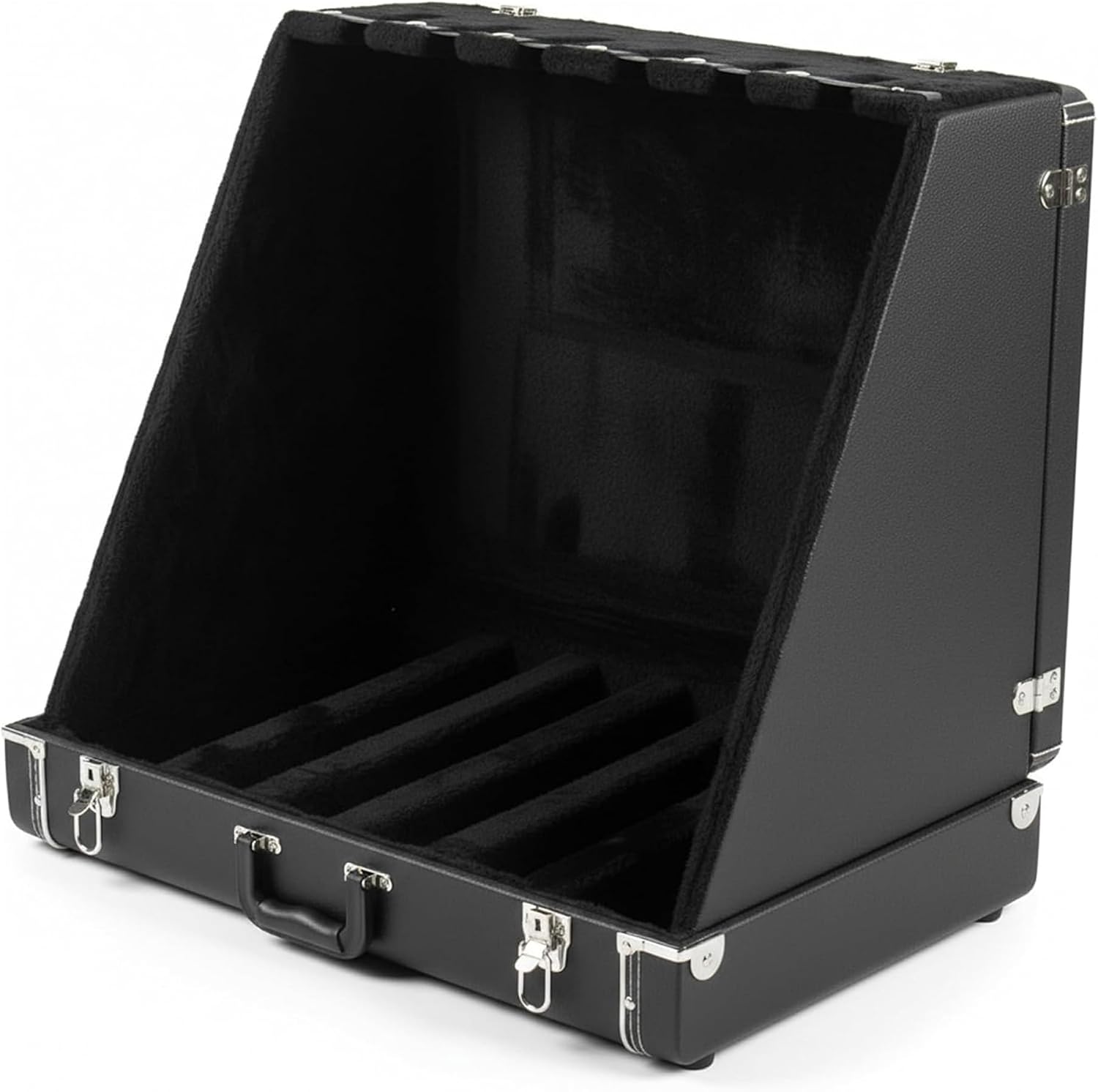 Multiple Guitar Stand Case for 6 Electric or 3 Acoustic Guitars, Hardwood Exterior, Plush Interior