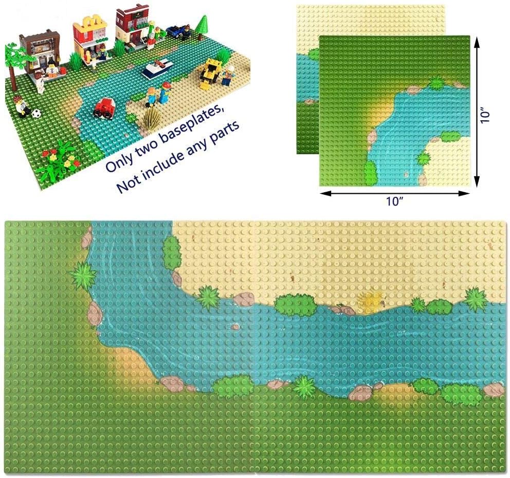 Grassland Rivers Pattern Baseplate 10" x 10" - Building Brick Base Plate Perfect Combination with Major Brands,for