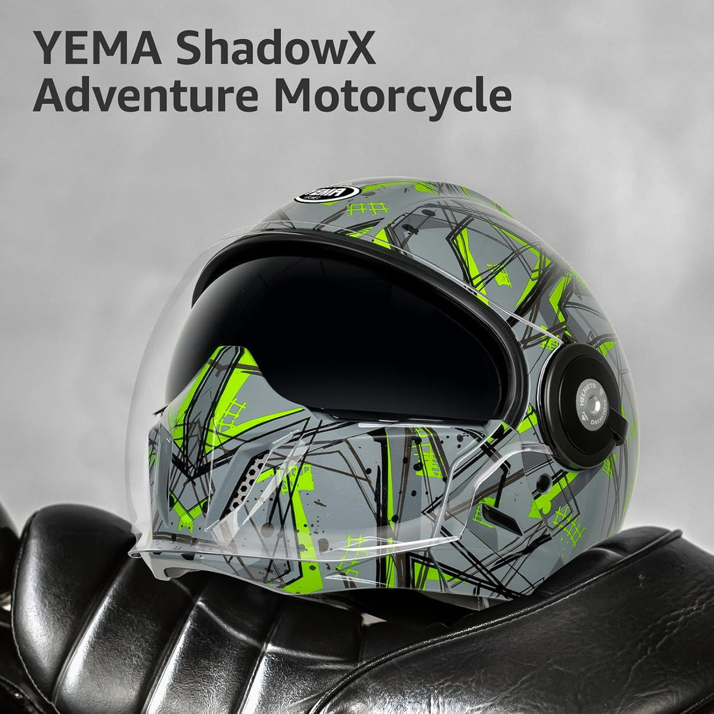 Convertible 3/4 Full Face Motorcycle Helmet DOT Approved - Dual Visor Motocross Off-Road Helmet for Adults, Modular